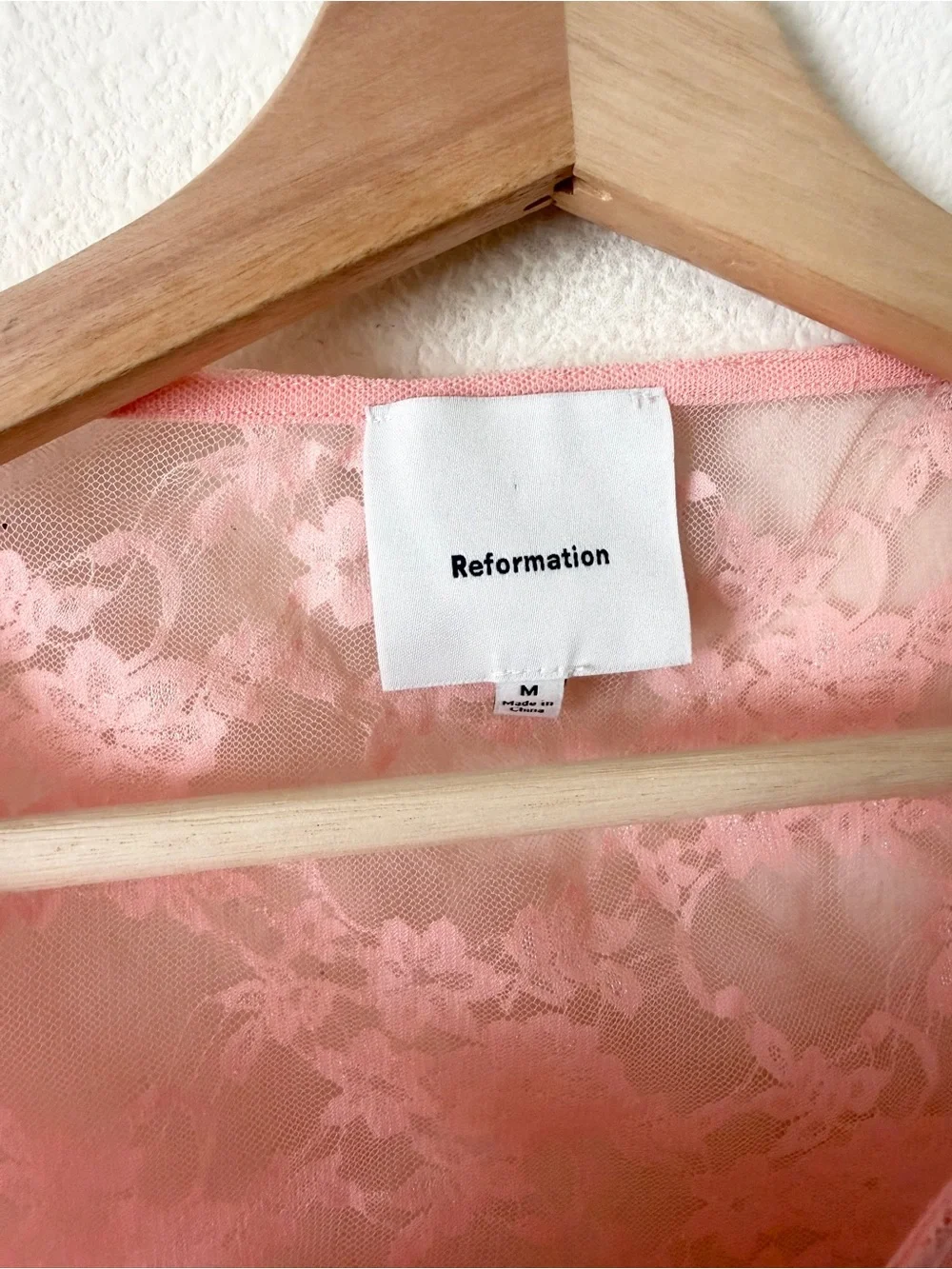 Reformation MEDIUM Adriano pink lace sheer knit long sleeve top